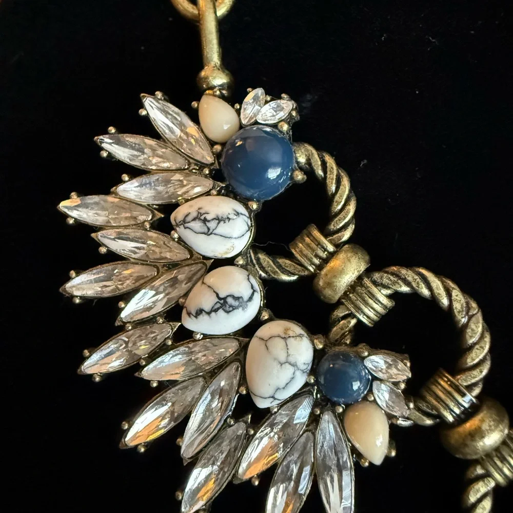 Chloe + Isabel Gold and Blue Statement Necklace with Fan Design - Picture 4 of 10